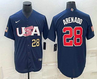 Men's USA Baseball #28 Nolan Arenado Number 2023 Navy World Baseball Classic Stitched Jerseys,We sell and wholesale Men's USA Baseball #28 Nolan Arenado Number 2023 Navy World Baseball Classic Stitched Jerseys on line form chian!